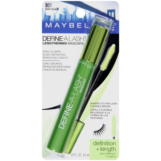 Maybelline New York Define-A-Lash Lengthening Washable Mascara, Very Black. For Washable Definition And Shape In Longer-Looking Lashes , 0.22 Fluid Ounce