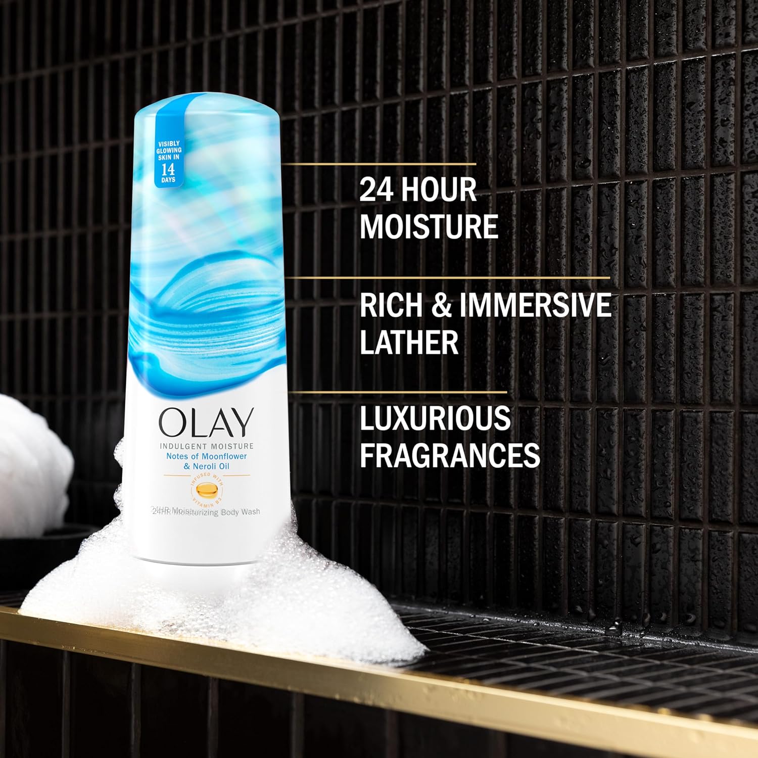 Olay Indulgent MoistureOlay Indulgent Moisture Body Wash for Women, Infused with Vitamin B3, Notes of Moonflower and Neroli Oil Scent, 20 fl oz : Beauty & Personal Care