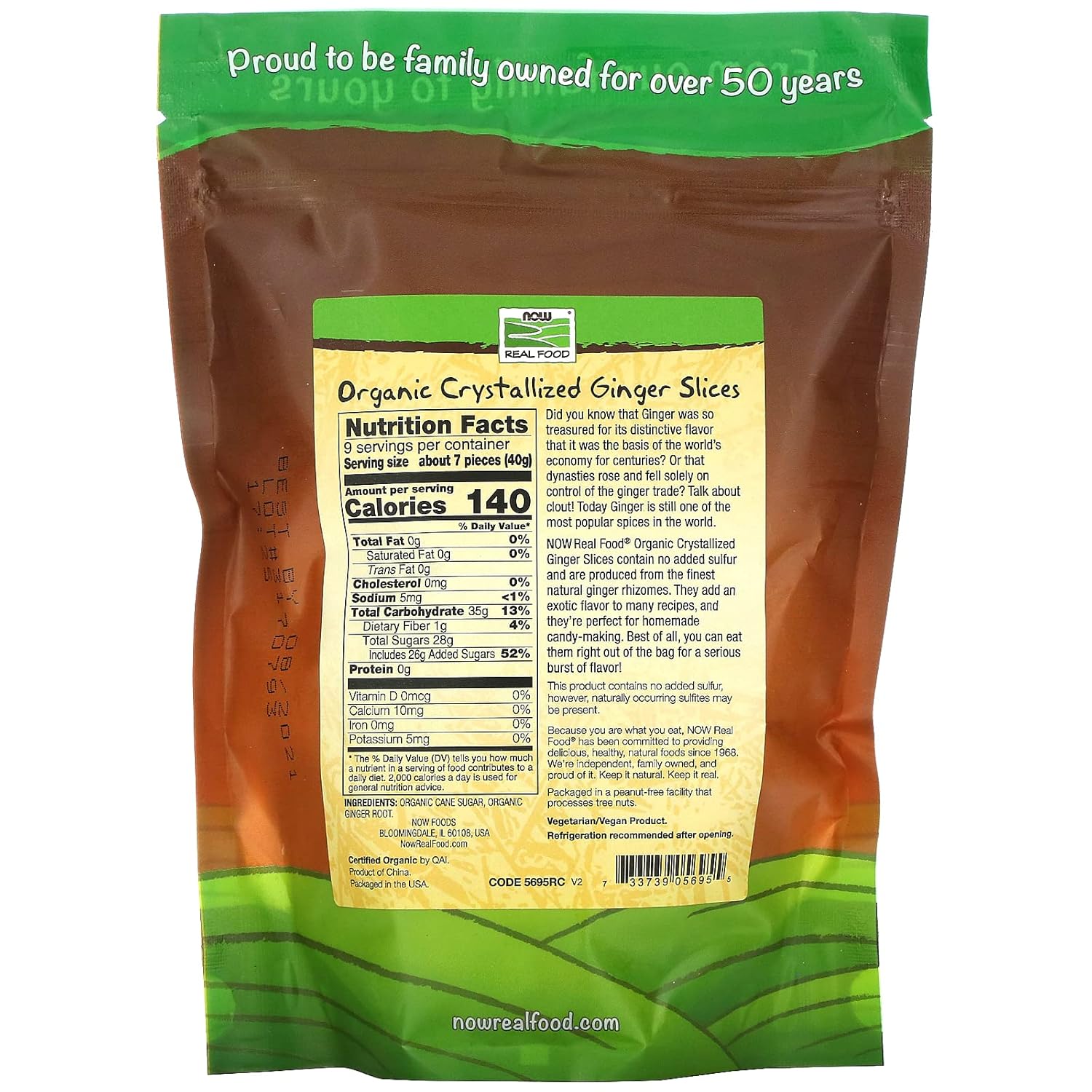 Now Foods, Organic Crystallized Ginger Slices, Low-Sodium, Sulfur-Free, Preservative-Free And Non-Gmo, 16-Ounce (Packaging May Vary)