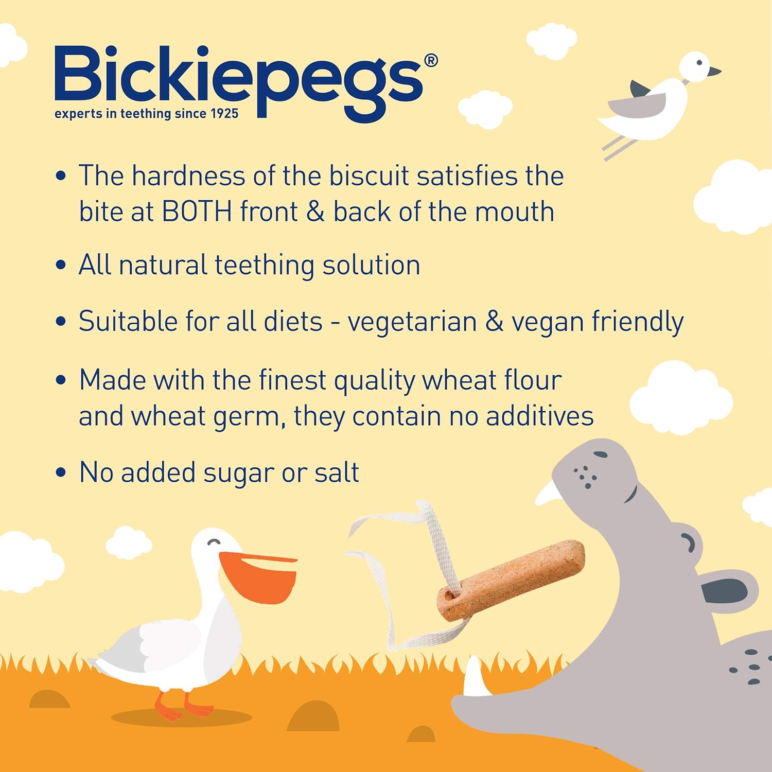 Bickiepegs Natural Teething Biscuits - Soothers and Teethers for Babies - Natural Teething Solution to Relieve Discomfort - Vegetarian and Vegan Friendly (1Pack) (Pack of 2)