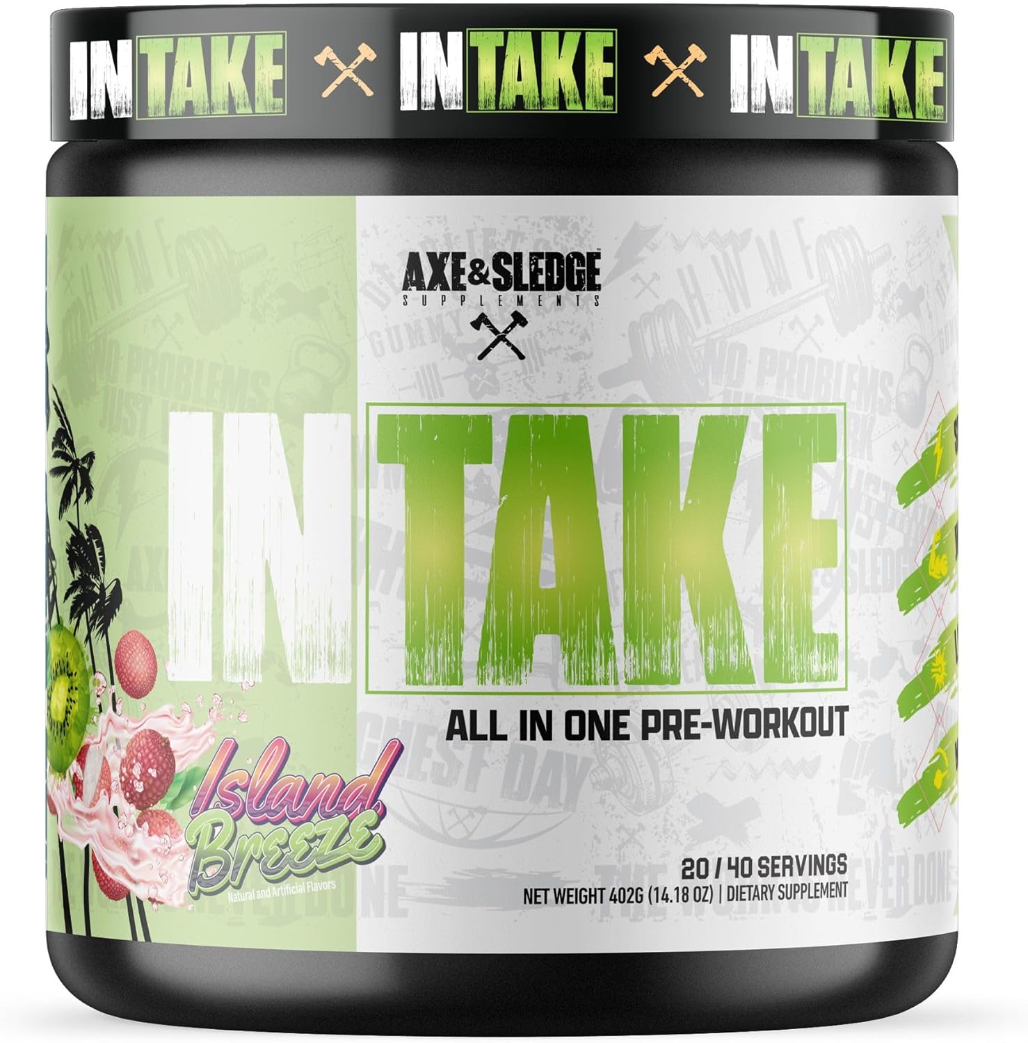 Axe & Sledge Intake All-In-One Pre-Workout | 300Mg Caffeine | L-Citrulline, Beta Alanine, Betaine For Performance & Focus | Pre-Workout For Men & Women | 20/40 Servings, Island Breeze : Health & Household