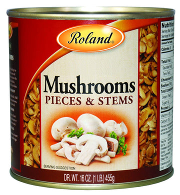 Roland Foods Canned Mushroom Pieces And Stems, 16 Ounce Can, Pack Of 4