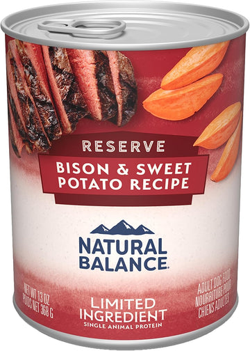 Natural Balance Limited Ingredient Adult Grain-Free Wet Canned Dog Food, Reserve Bison & Sweet Potato Recipe, 13 Ounce (Pack Of 12)