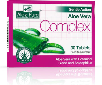 Aloe Pura Aloe Vera Gentle Action Complex Tablets , Natural , Vegetarian , Cruelty Free , Food Supplement, Botanical Blend , 30 Tablets