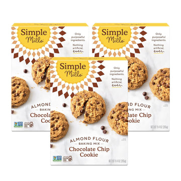 Simple Mills Almond Flour Baking Mix, Gluten Free Chocolate Chip Cookie Dough Mix, Good For Baking, Nutrient Dense, 9.4oz, 3 Count