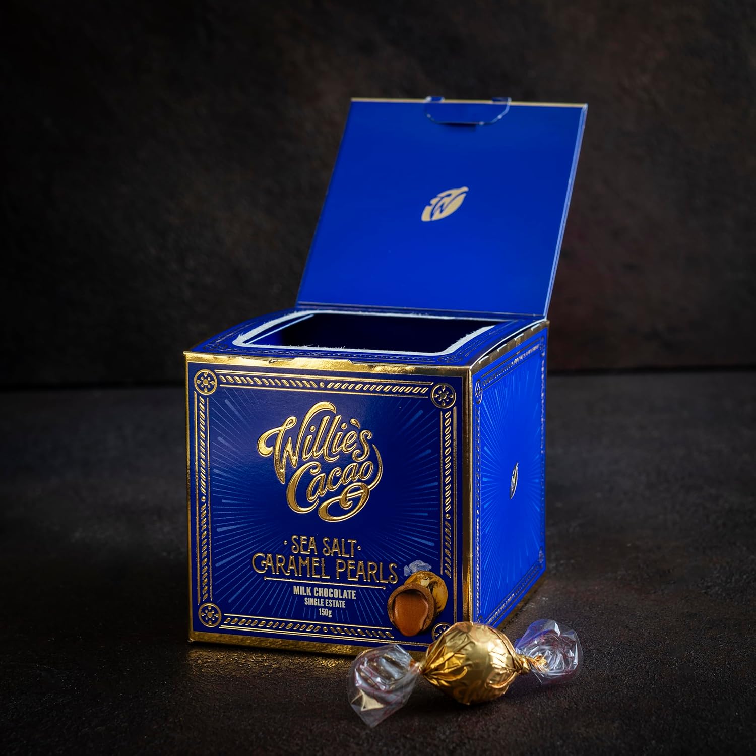 Willie's Cacao - Salted Caramel Chocolate Gift box - Individually wrapped Pearls of dark chocolate filled with molten salted caramel - 150g - Artisan Chocolate - 100% natural : Amazon.co.uk: Grocery