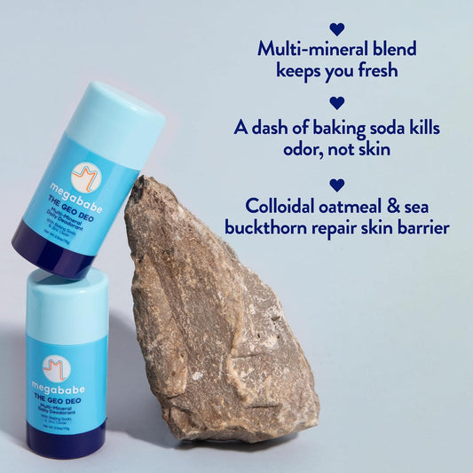 Megababe Daily Deodorant - The Geo Deo With Multi-Minerals, 72 Hour Odor Protection, Aluminum-Free, All Natural, 2.6 Oz