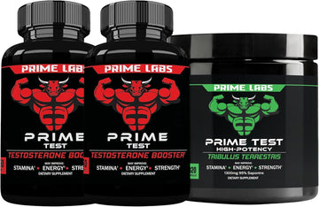 Prime Labs Prime Test Testosterone Booster (60 Ct, 2-Pack) + Tribulus Terrestris (120 Ct)