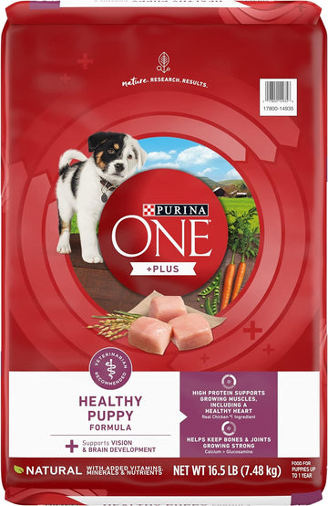 Purina ONE Plus Healthy Puppy Formula High Protein Natural Dry Puppy Food with Added Vitamins, Minerals and Nutrients - 16.5 lb. Bag