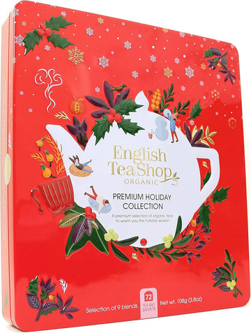 English Tea Shop Premium Holiday Collection Red Gift Tin | 72 Tea Bag Sachets | 108G