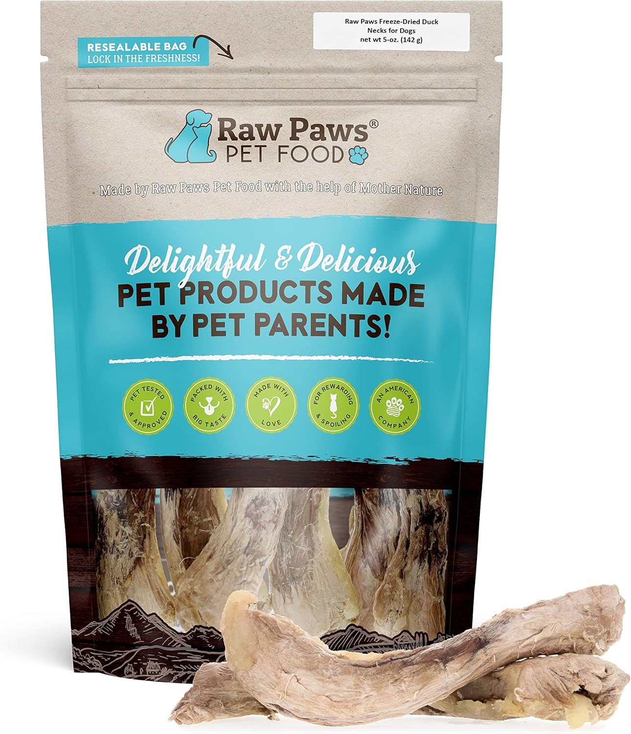 Raw Paws Freeze Dried Duck Necks For Dogs, 5-Oz - Made In Usa - All Natural Duck Dog Treats - Single Ingredient Duck Neck Dog Treat - Raw Freeze Dried Dog Treats