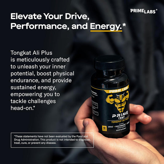 Prime Labs Tongkat Ali For Men - Plus Organic Black Maca Root - Enhanced Performance - Renewed Vitality - Tongkat Ali Extract, Maca Root Powder, Tribulus Terrestris - 60 Capsules