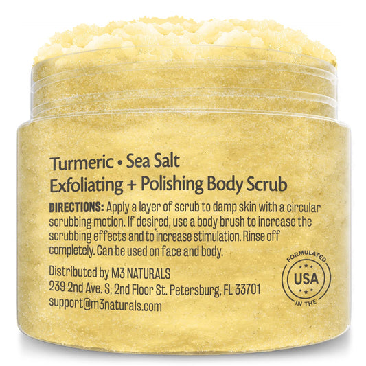 Exfoliating Body Scrub Turmeric Body Scrub And Skin Exfoliator With Collagen And Coconut Oil Gently Exfoliate Face Body Hand And Foot Scrub Moisturizing Body Skincare Products By M3 Naturals