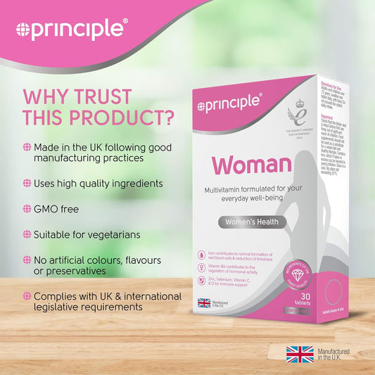 Principle Woman | 30 Tablets | 1 Month Supply | 23 Essential Vitamins & Minerals | 1 A Day Tablets | Women’S Health | Made In The Uk By Principle Healthcare Ltd