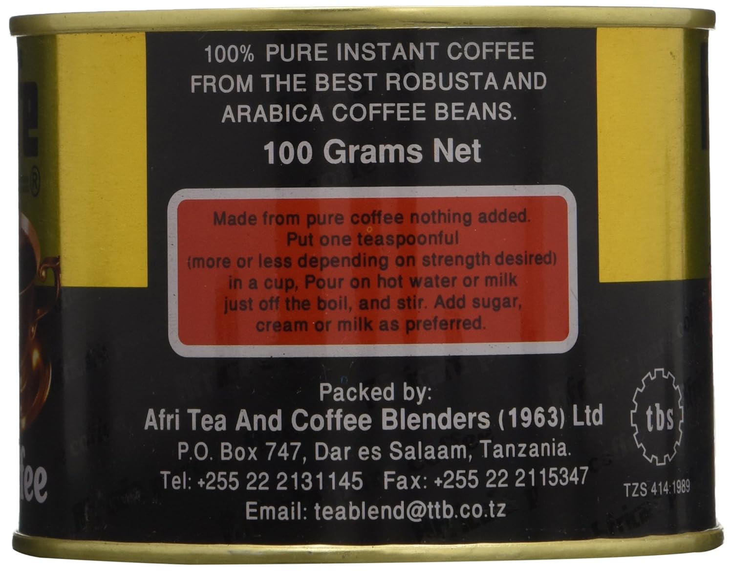 Africafe Instant Coffee Large Tin