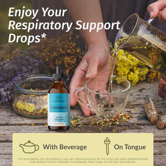 Herbamama Lomatium Root Tincture - Vegan Lomatium Dissectum Extract For Lung Detox & Cleanse - Non-Gmo, Alcohol & Sugar-Free Respiratory Lung Support Supplement, 28-Day Supply