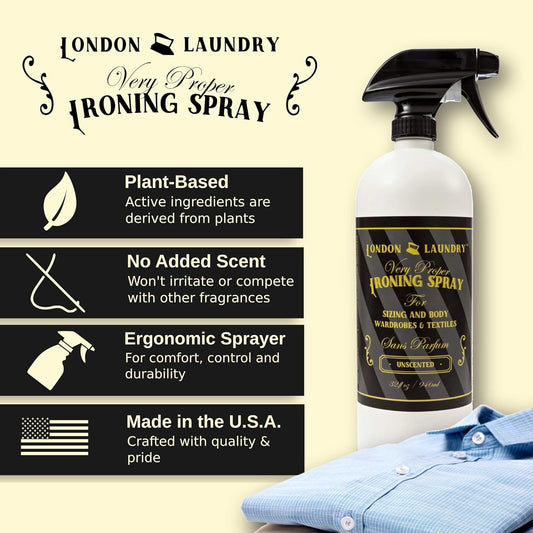 Ironing & Sizing Spray 32 Oz. - Spray Starch Alternative - Less Stiff than Starch - Unscented