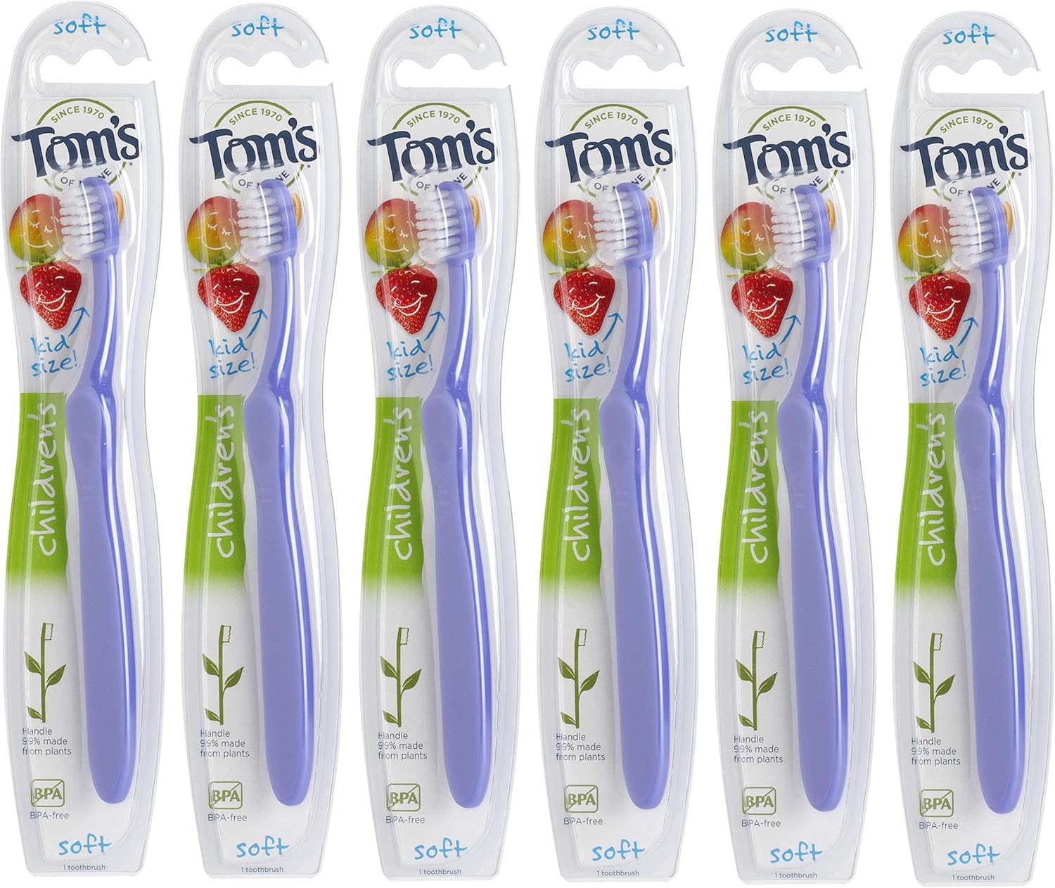 Tom'S Of Maine Kids Bpa-Free Toothbrush, Soft, 6-Pack (Packaging May Vary)