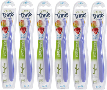 Tom'S Of Maine Kids Bpa-Free Toothbrush, Soft, 6-Pack (Packaging May Vary)