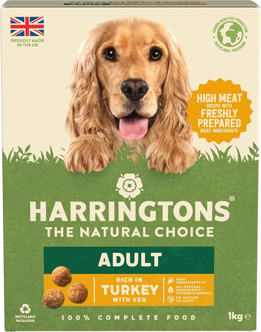 Harringtons Complete Dry Adult Dog Food Turkey & Veg 1kg (Pack of 5) - Made with All Natural Ingredients?HARRTV-B1
