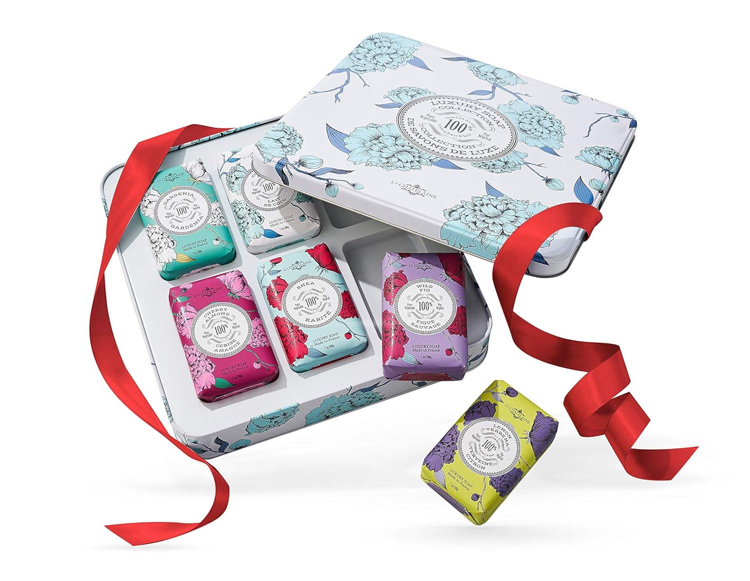 La Chatelaine Luxury Soap Collection | Oprahs Favorite Things | Shea Butter Bar Soaps, Made In France | Natural | Set Of 6, 7 Oz (Gardenia, Coconut Milk, Lemon Verbena, Cherry Almond, Shea, Wild Fig)