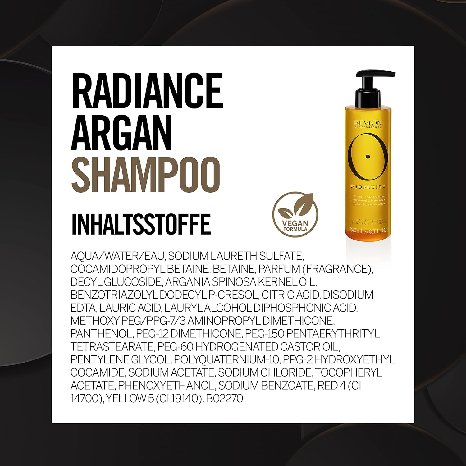 REVLON PROFESSIONAL OROFLUIDO RADIANCE ARGAN SHAMPOO, Moisturizing Shampoo With Argan Oil – 240 ml : Amazon.co.uk: Beauty