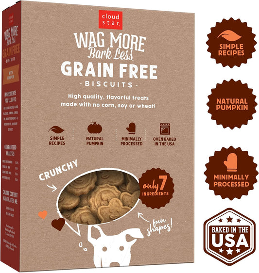 Cloud Star Wag More Bark Less Crunchy Grain Free Dog Treats, Pumpkin, 14 Oz. Box