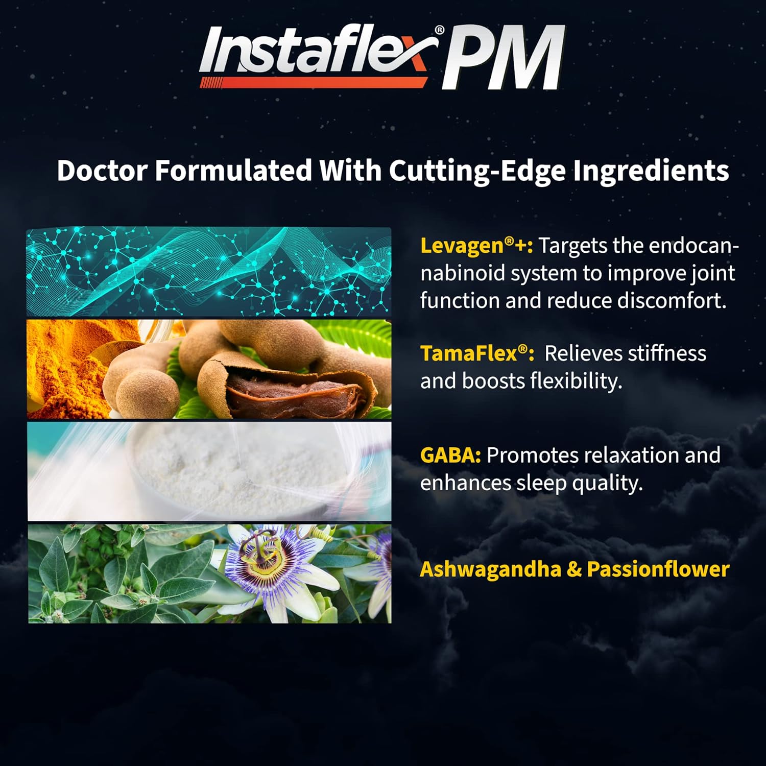 Instaflex PM Nighttime Joint Support with Levagen, Tamaflex, GABA, Ashwagandha, Passionflower Extract, Mobility, Sleep Support - 60 Capules : Health & Household