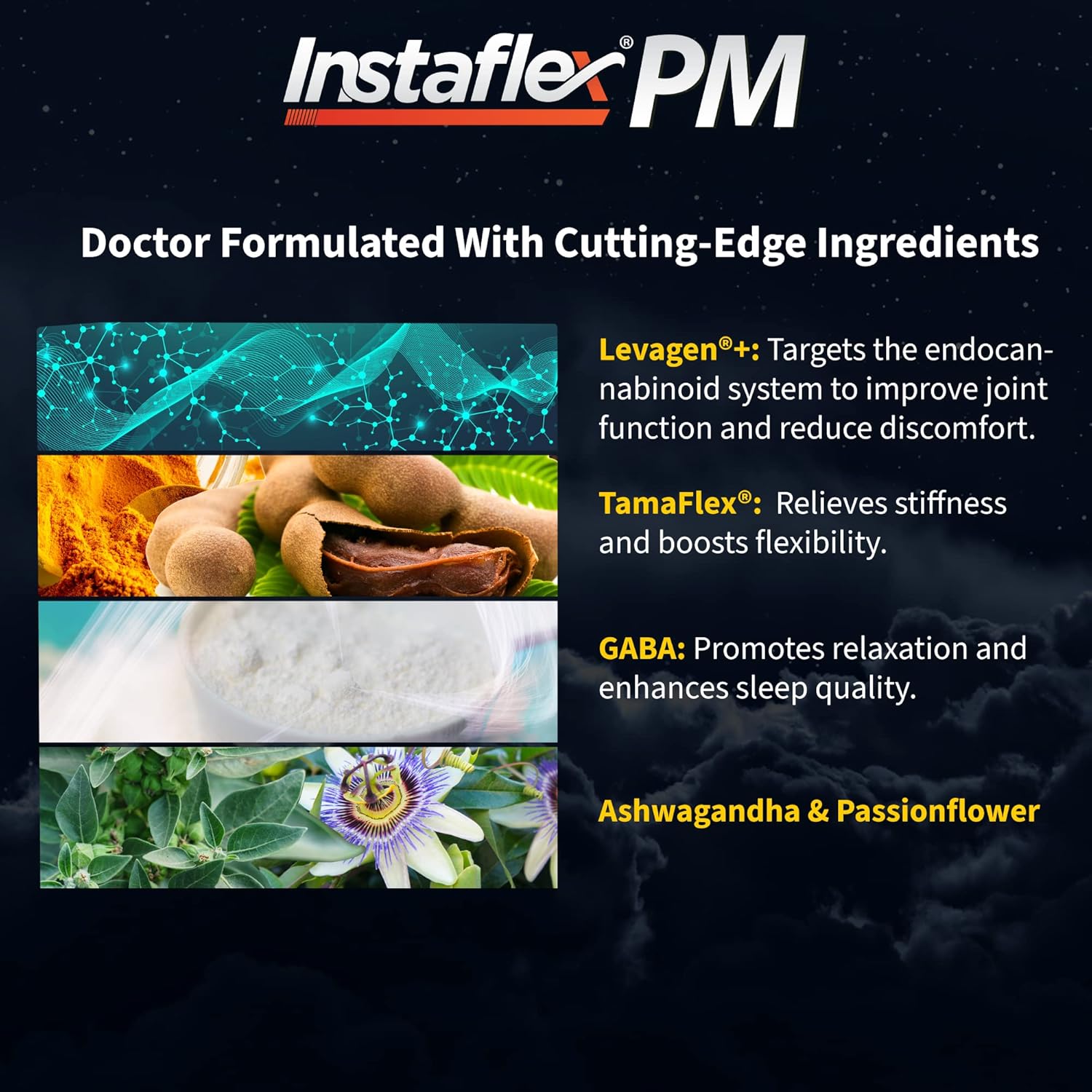 Instaflex Pm Nighttime Joint Support With Levagen, Tamaflex, Gaba, Ashwagandha, Passionflower Extract, Mobility, Sleep Support - 60 Capules : Health & Household
