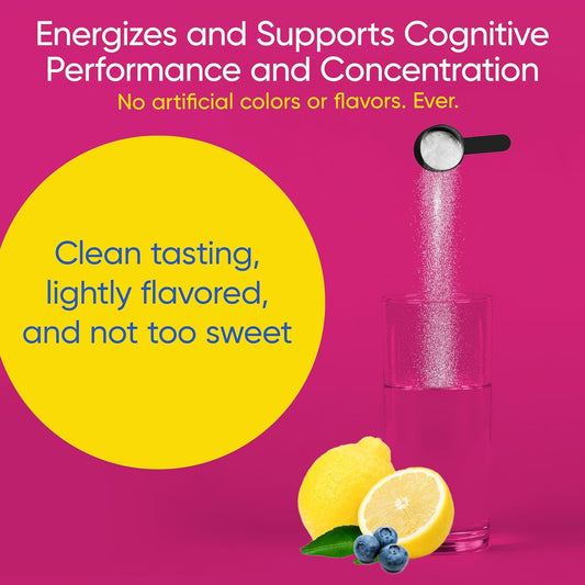 Boost & Focus Powder, Increase Energy And Cognitive Performance, Pre Workout, Custom Dosing, Vit B12, Niacin, Choline, L-Tyrosine, No Artificial Flavors, 30 Servings (Lemon Berry)