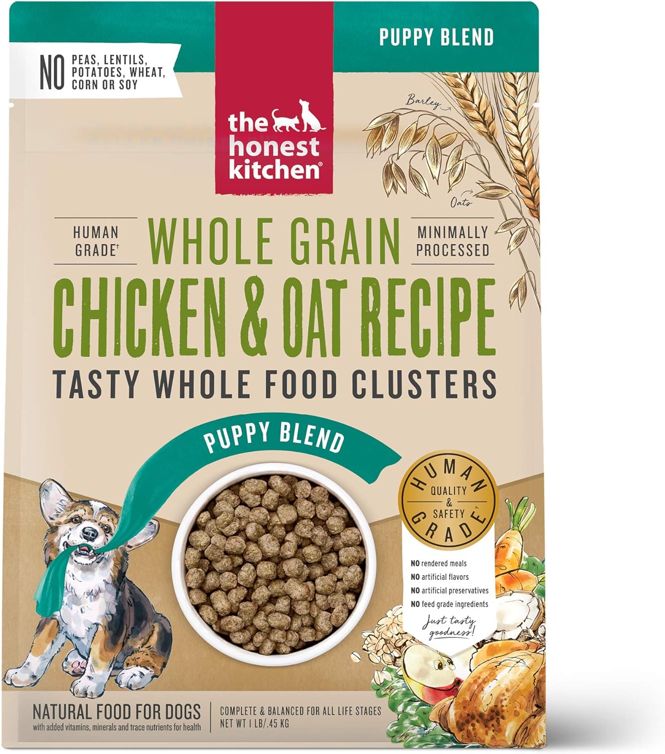 The Honest Kitchen Whole Food Clusters Puppy Whole Grain Chicken Dry Dog Food, 1 lb Bag