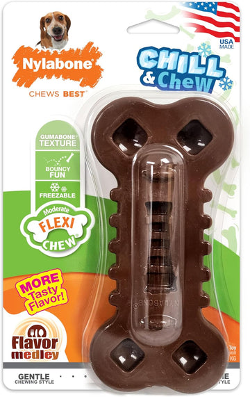 Nylabone Flexi Chew Chill & Chew Toy For Dogs With Treat Pockets Medley Flavor, Medium/Wolf - Up To 35 Lbs. (1 Count)