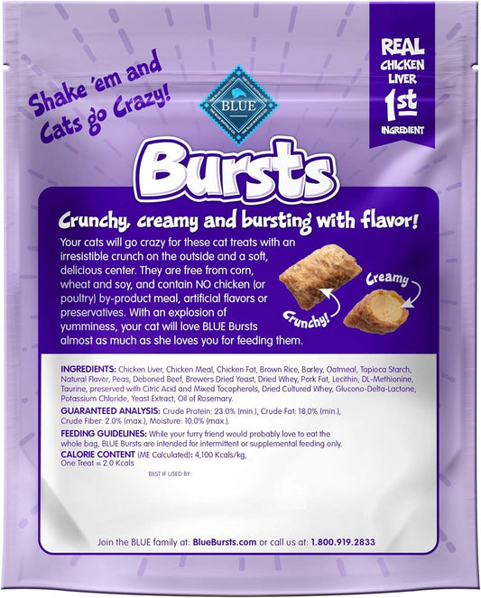 Blue Buffalo Bursts Crunchy & Creamy Cat Treats, Great For Training, Delish Liver & Beef, 5-Oz. Bag