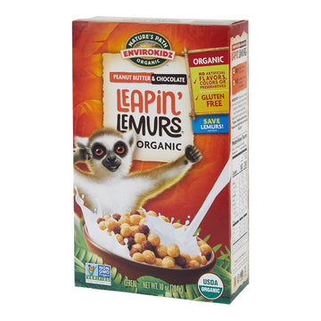 Nature's Path EnviroKidz Organic Cereal, Peanut Butter & Chocolate Leapin Lemurs, Gluten Free, 10 Oz Box (Pack of 6)