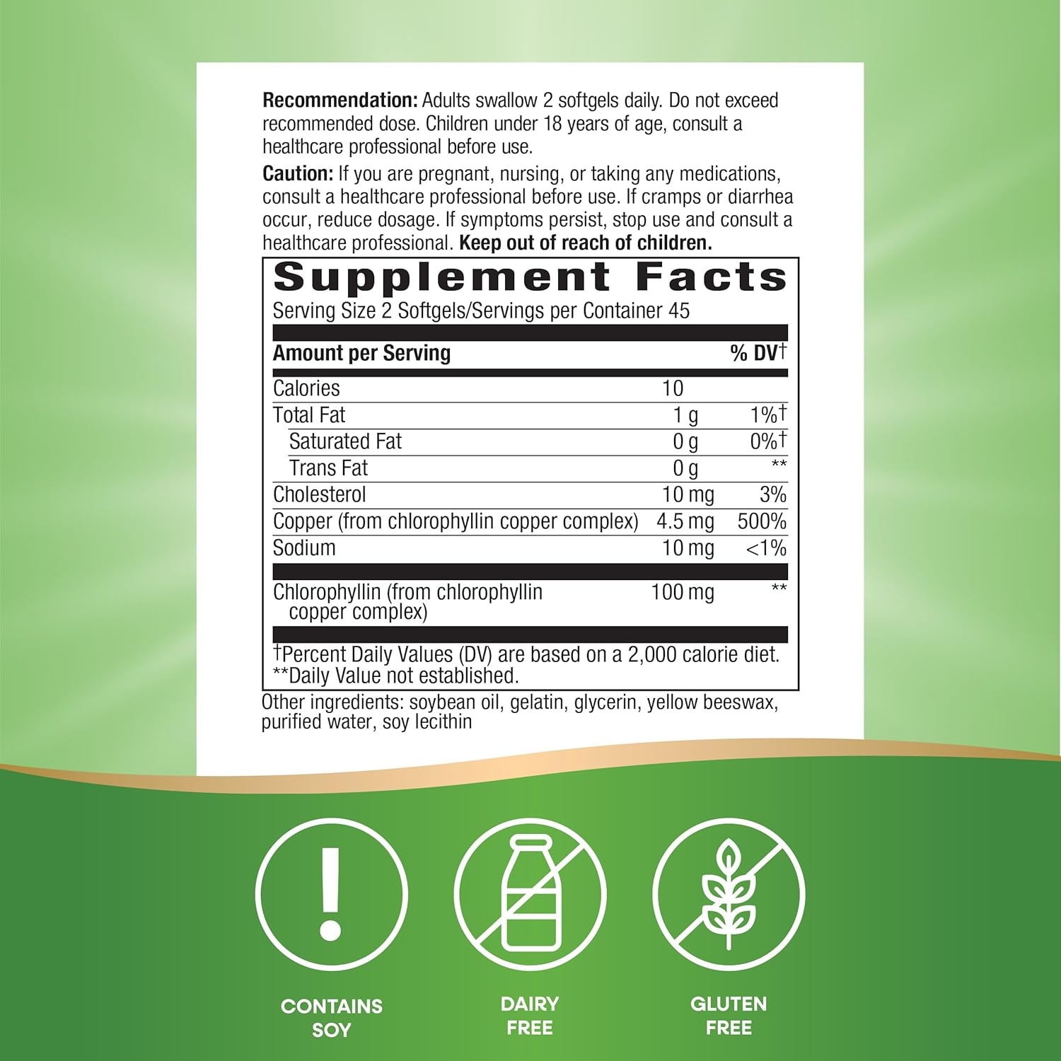 Nature’s Way Chlorofresh Chlorophyll Concentrate, Supports Detox Pathways*, Chlorophyllin Copper Complex, Supports Healthy Skin*, Internal Deodorant*, 90 Softgels (Packaging May Vary) : Health & Household