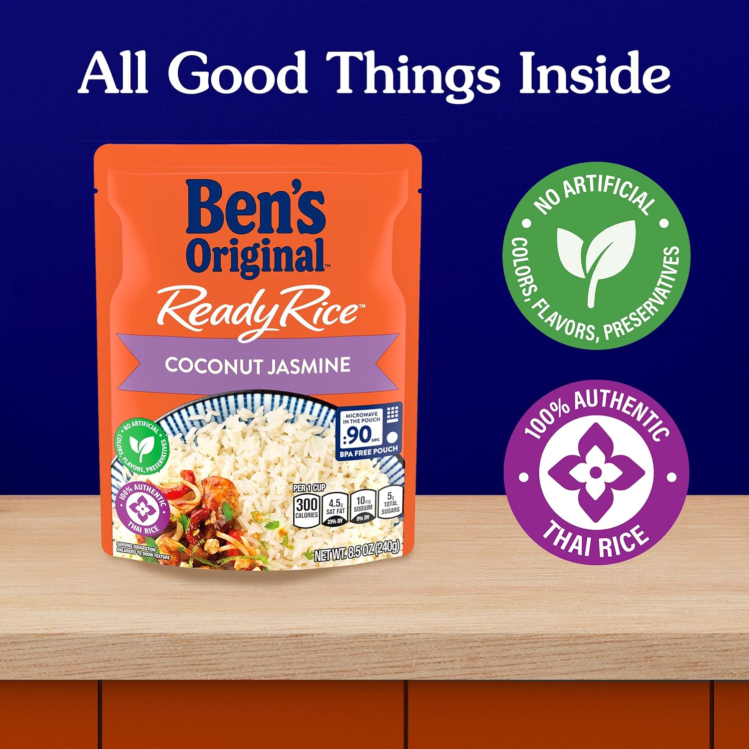BEN'S ORIGINAL Ready Rice Coconut Jasmine Flavored Rice, Easy Dinner Side, 8.5 OZ Pouch (Pack of 12) : Everything Else