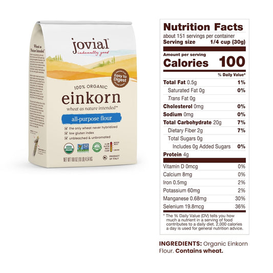 Jovial 100% Organic Einkorn All-Purpose Flour, 10 Pounds