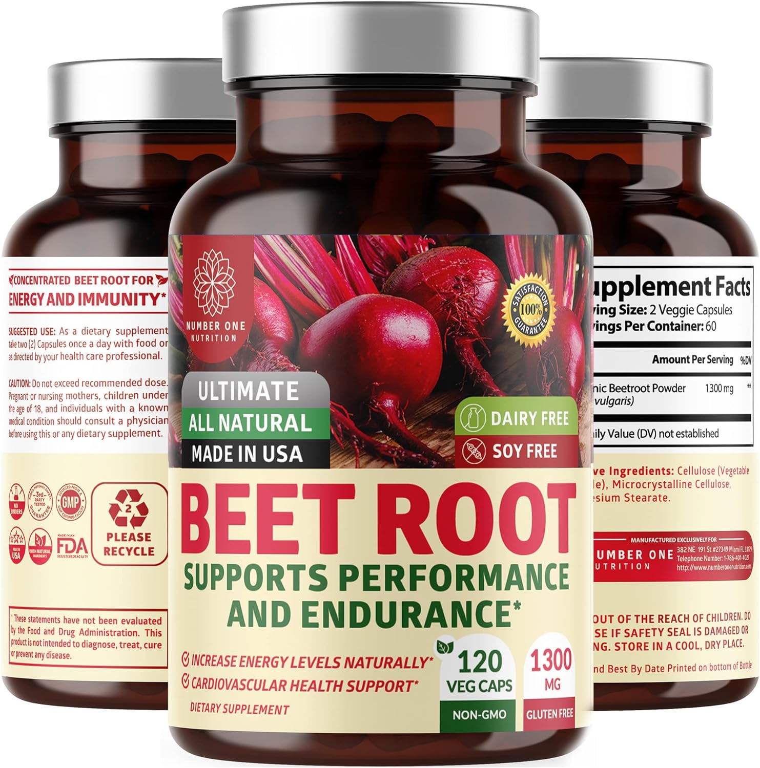 N1N Premium Organic Beet Root Capsules 1300Mg 120 Veg Caps [Non-Gmo & Gluten Free] All Natural Beet Root Powder For Energy, Stamina And Athletic Performance
