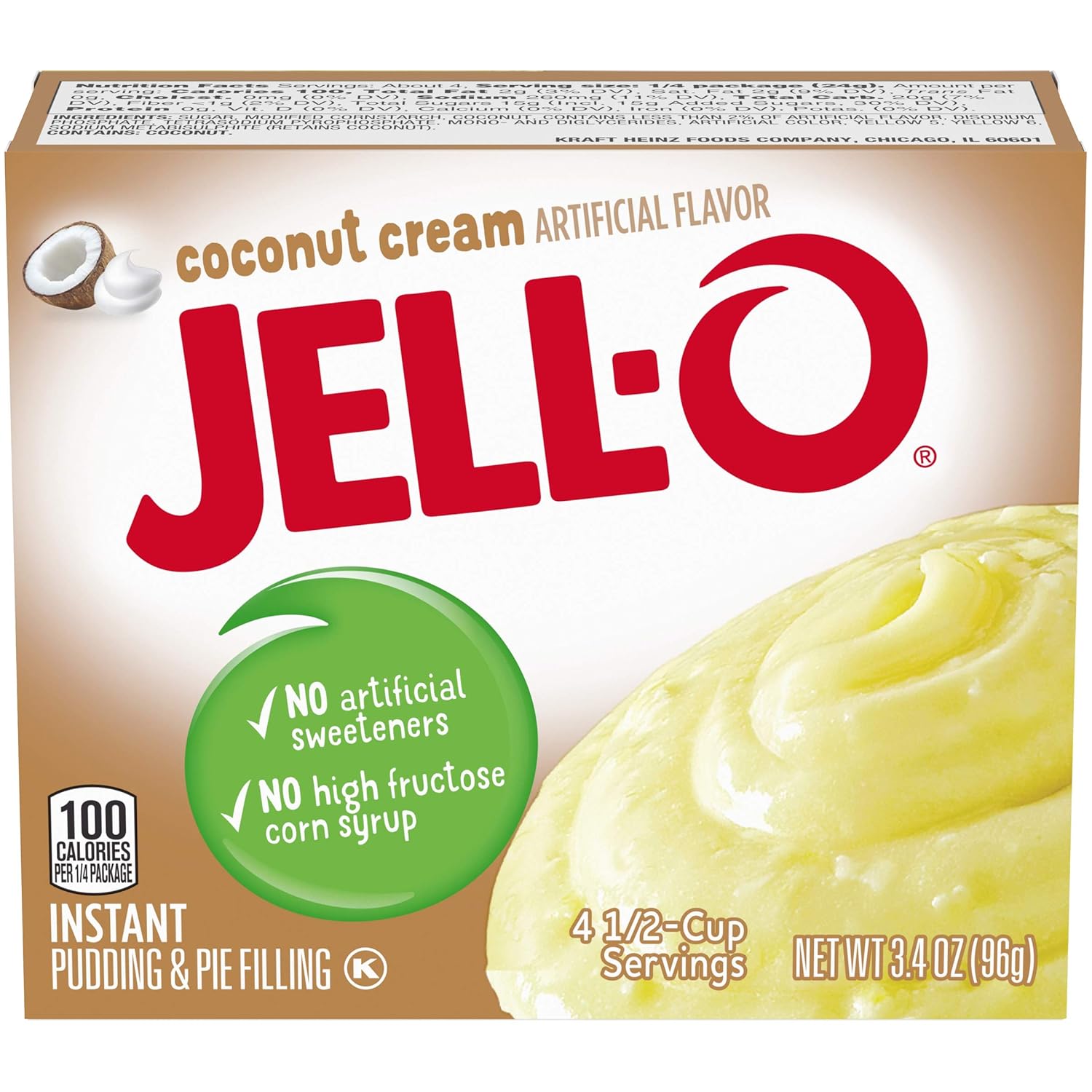 Jell-O Instant Coconut Cream Pudding & Pie Filling (3.4 Oz Boxes, Pack Of 6)