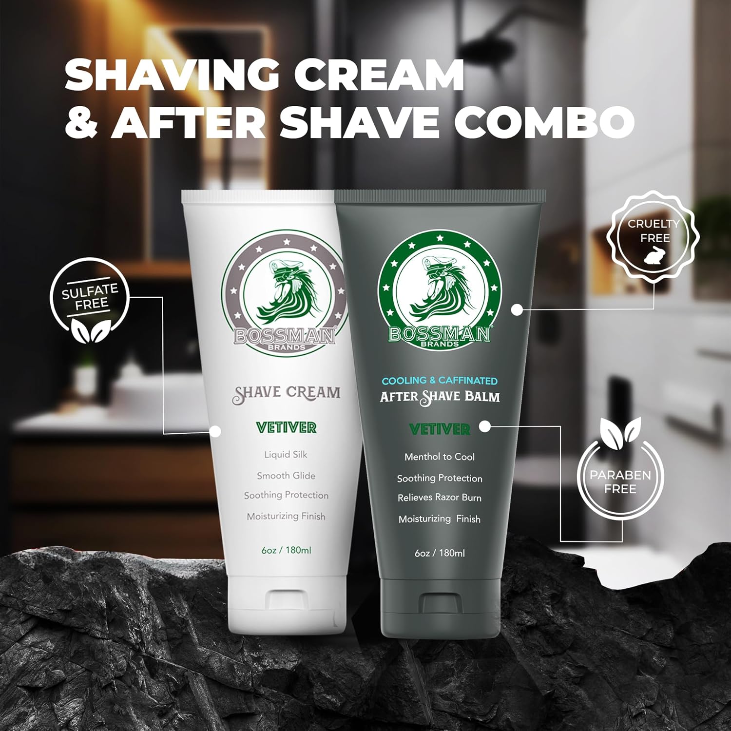 Bossman Silk Lotion Shaving Cream & Cooling After Shave For Men Combo – Shave Cream & After Shave Balm For Men (Vetiver X Scent) : Beauty & Personal Care