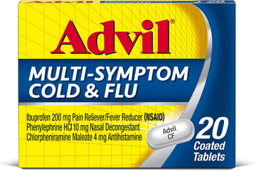 Advil Multi Symptom Cold and Flu Medicine, Cold Medicine for Adults with Ibuprofen, Phenylephrine HCL and Chlorpheniramine Maleate - 20 Coated Tablets