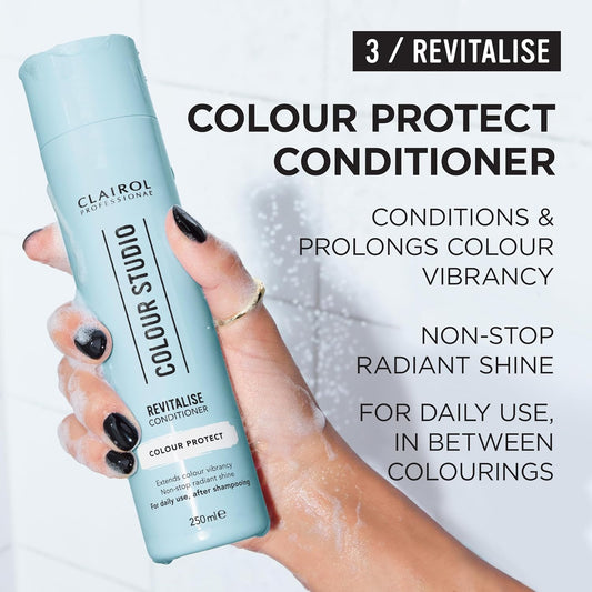 Clairol Professional Colour Studio | Step 3 Revitalise | Colour Protect Conditioner For Coloured Hair | Prolongs Colour Vibrancy With Non-Stop Shine | All Hair Types/Colours | Vegan | 250 Ml