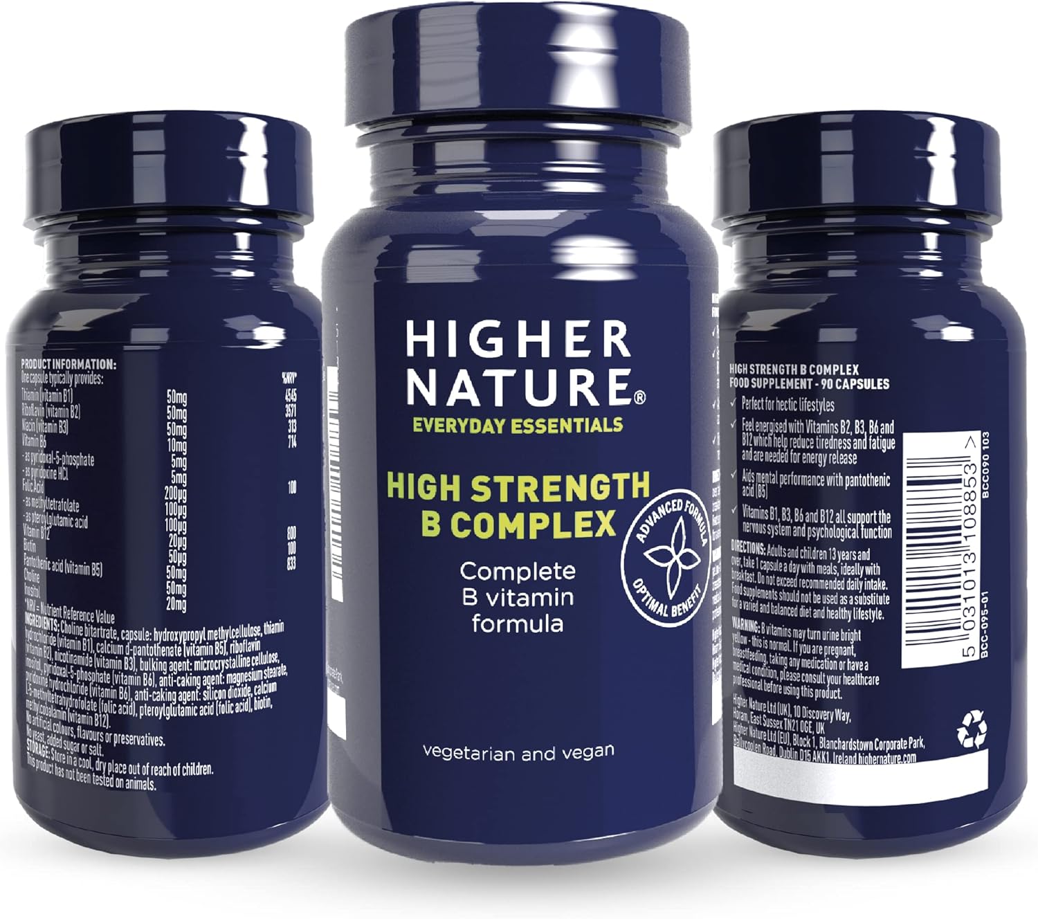 Higher Nature - High Strength - Vitamin B Complex - Reduce Tiredness - Supports Nervous System - Vegan Friendly - 90 Capsules : Amazon.co.uk: Health & Personal Care