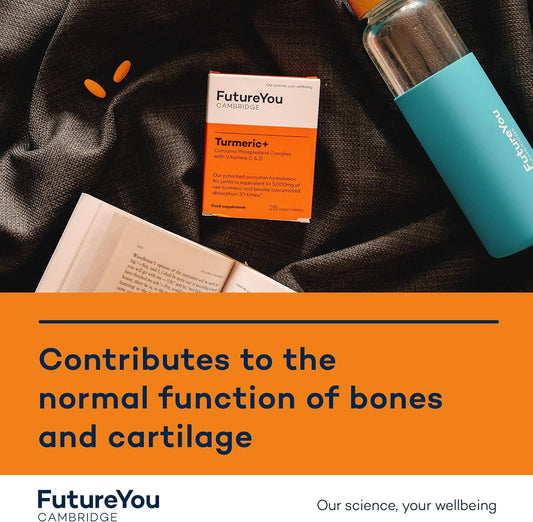 Turmeric+ Supplement ? 28 Turmeric Tablets 30x More Absorbable ? Curcumin Tablet Patented Meriva Formulation with Vitamins C ? Turmeric Tablets for Bones, Joints & Muscles by FutureYou Cambridge
