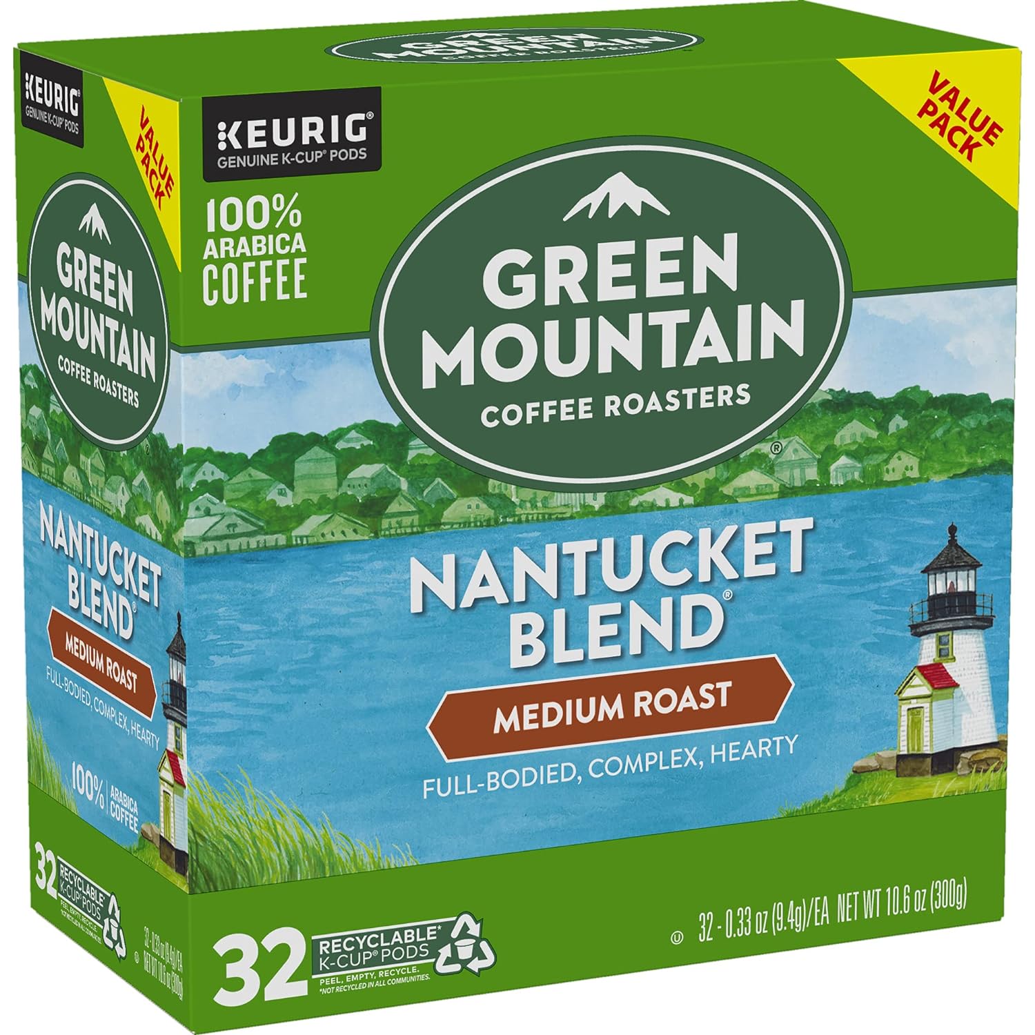 Green Mountain Coffee Roasters Nantucket Blend, Single-Serve Coffee K-Cup Pods, Medium Roast, 32 Count : Grocery & Gourmet Food