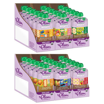 Plum Organics Tots Baby Food Meal Variety Packs - Mighty 4/Mighty Morning Pouches, 3 Flavors (18 Pack) & Mighty Builder Pocuhes, 3 Flavors (18 Pack)