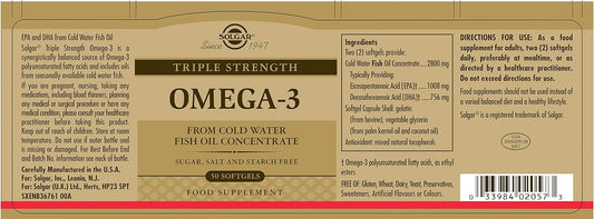 Solgar Triple Strength Omega 3 950 mg - 50 Softgels - Supports Cardiov