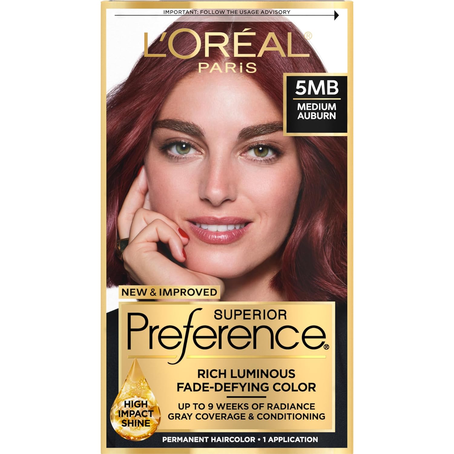 L'Oreal Paris Superior Preference Fade-Defying Color + Shine System, 5Mb Medium Auburn(Packaging May Vary), Pack Of 1