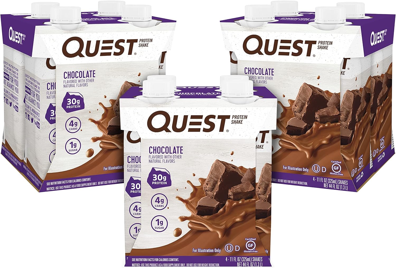 Quest Nutrition Ready To Drink Chocolate Protein Shake, High Protein, Low Carb, Gluten Free, Keto Friendly, 11 fl oz - Pack of 12