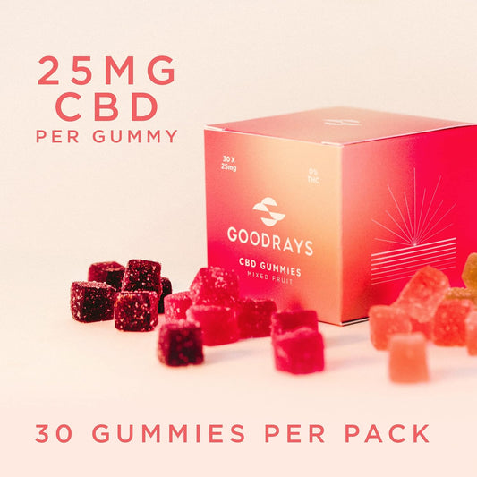 Goodrays - Cbd Gummies - High Strength 30 X 25Mg Mixed Fruits Cbd Edibles - Reduce Stress, Calm Anxiety, Unwind, Improve Sleep